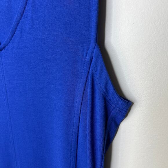 Eileen Fisher Adriatic Blue V-Neck Viscose Jersey Flare‎ Dress XXS Minimalist - Picture 7 of 9